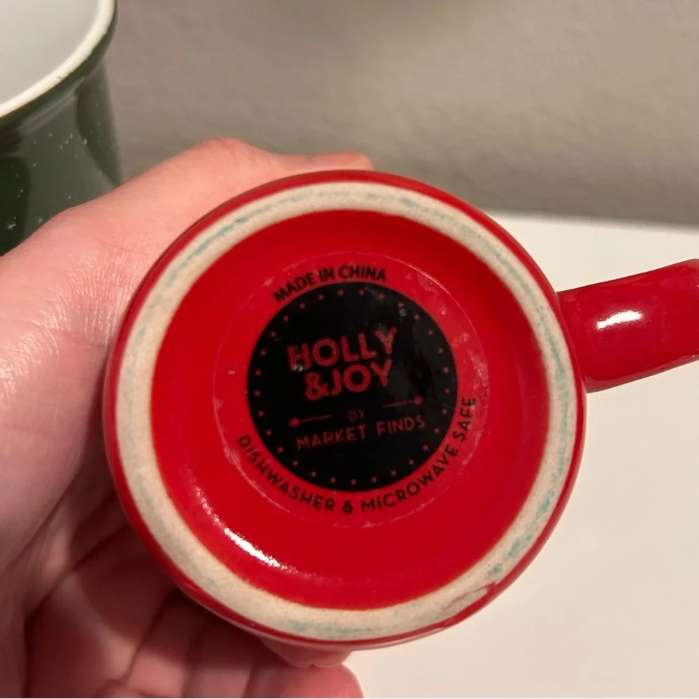 Holly & Joy Baby Bear and Mama Bear Speckled Drinking Cups Set- Green‎ & Red
